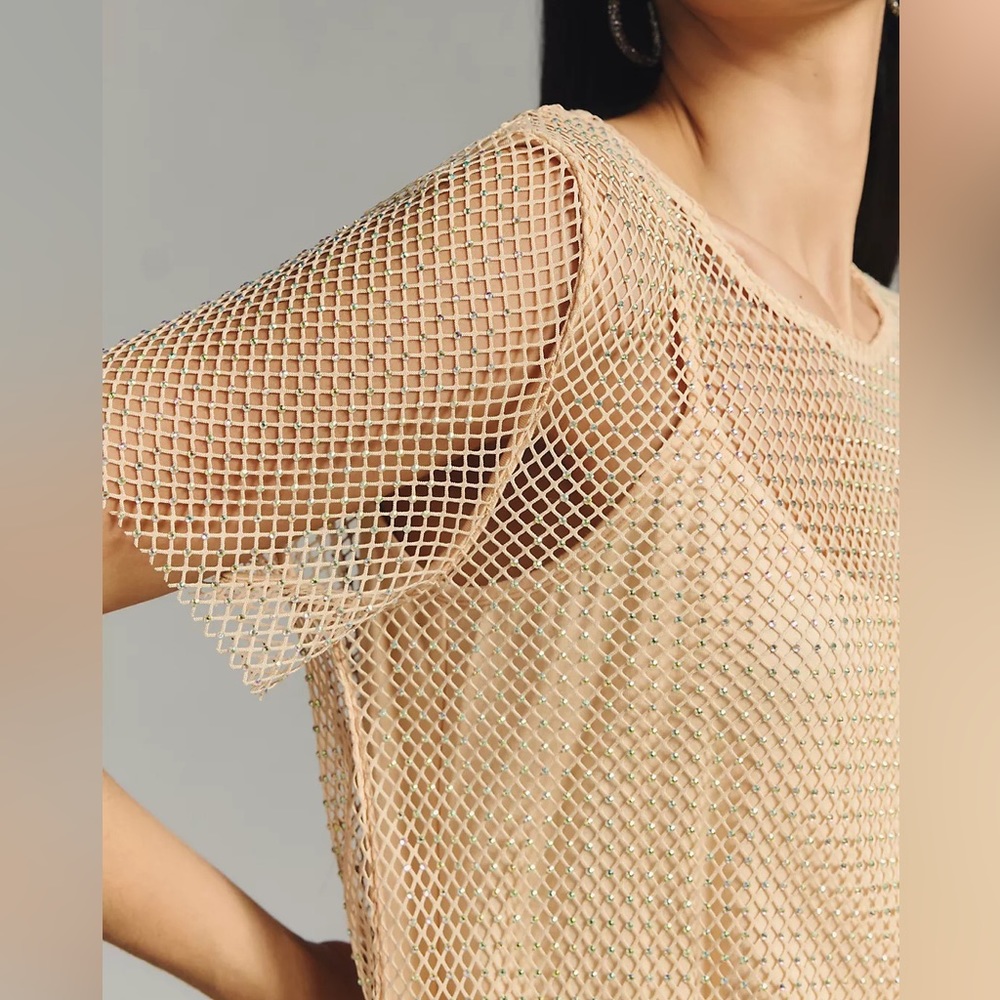 Sunday in Brooklyn Rhinestone Mesh Top